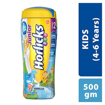 Junior Horlicks 4,5,6 (Stage 2) Powder - Vanilla Flavour 500 gm (Pet Jar) - Kids Nutrition