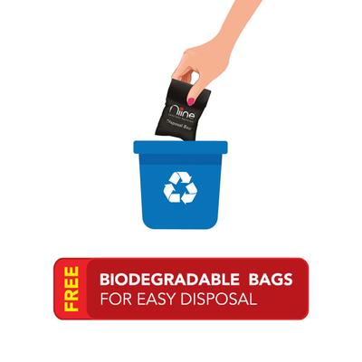 Niine Naturally Soft Sanitary Pads with Biodegradable Disposable Bags - Regular (Pack of 2 x 18's) - Sanitary Napkins