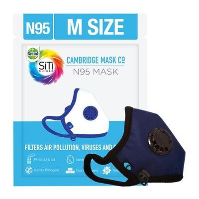 Dettol Cambridge Basic N95 Mask - Anti Virus, Reusable & Washable (Navy Blue, M) - Face Masks