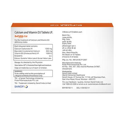 DePURA Cal Tablets 10's - Calcium And Minerals