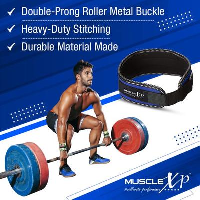 MuscleXP Weight Lifting Gym Belt - Blue (S) 1's - Workout Essentials