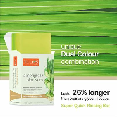 Tulips Handmade Bathing Bar - Lemongrass & Aloevera 125 gm - Soaps