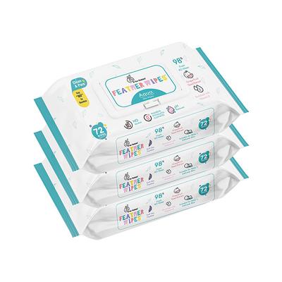 R for Rabbit Feather Aqua Wipes (Pack of 3 x 72's) - Diapers & Wipes