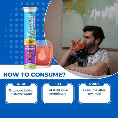 Fast&Up Man Multivitamin Effervescent Tablet - Orange Flavour 20's - Multi-Vitamins
