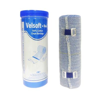 Velsoft Blue Cotton Crepe Bandage (205150) (15 cm x 4 mtr) 1's - Bandages & Dressings