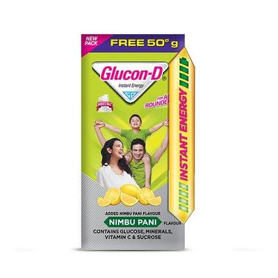 Glucon-D Instant Energy Powder - Nimbu Pani (Refill) (75 gm + Free 50 gm) - Energy Drinks