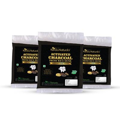 Kerala Naturals Activated Charcoal from Rice Husk (Pack of 3 x 50 gm) - Personal Care (Ayush)