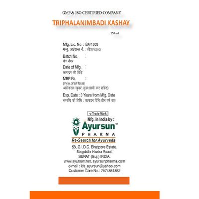 Ayursun Triphalanimbadi Kashay 250 ml - Speciality Medicines
