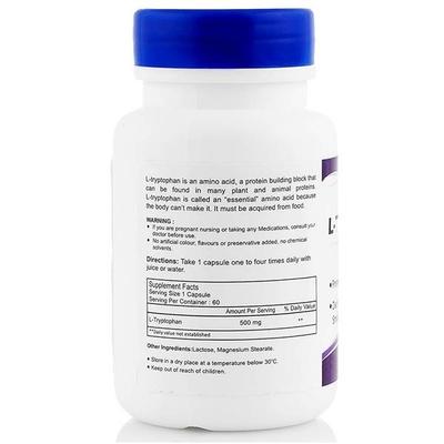 HealthVit L- Tryptophan 500 mg Capsules 60's - Amino Acids
