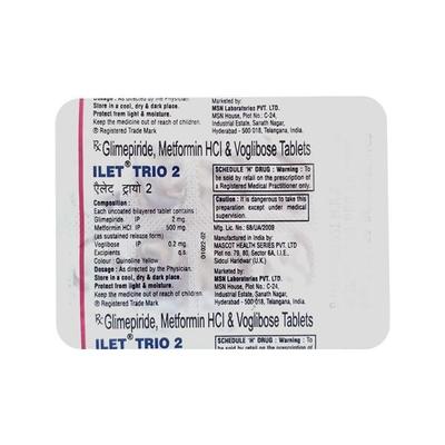 Ilet Trio 2mg Tablet 10'S - Diabetes-Ant