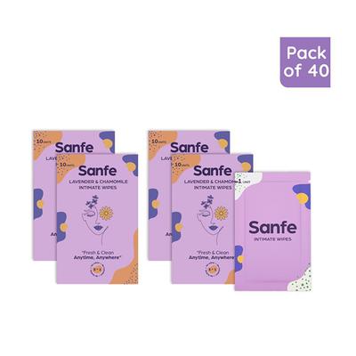 Sanfe 3 IN 1 Intimate Wipes - Lavender & Chamomile (Pack of 40) - Intimate Care