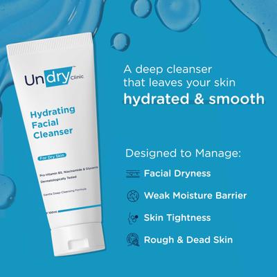 Undry Clinic Hydrating Facial Cleanser For Dry Skin 100 ml - Face Wash & Cleansers