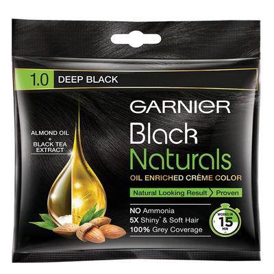 Garnier Black Naturals Oil-Enriched Cream Colour - Deep Black (20 ml + 20 gm) - Crème