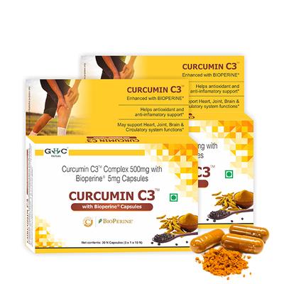 GHC Herbals Curcumin C3 Veg Capsule (Pack of 2 x 30's) - Herbal Dietary Supplement
