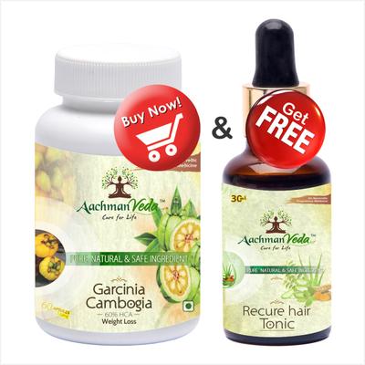 Aachman Veda Garcinia Cambogia Capsule 60's & Aachman Veda Recure Hair Tonic 30 ml (Free) 1's - Speciality Medicines