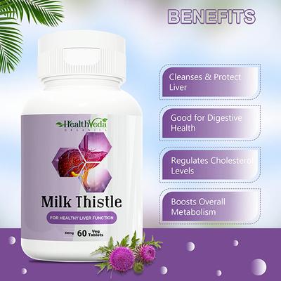 Health Veda Milk Thistle 500 mg Veg Tablet 60's - Multi-Vitamins