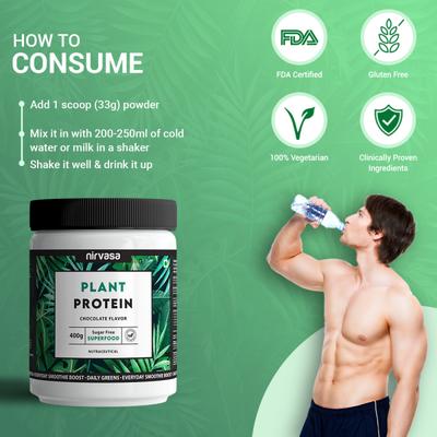 Nirvasa Plant Protein Powder - Chocolate Flavour (Pack of 5 x 400 gm) 1's - Protein Drink