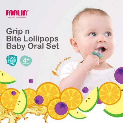 Farlin Grip N Bite Lollipops Baby Oral Set - Green 1's - Pacifiers & Teethers