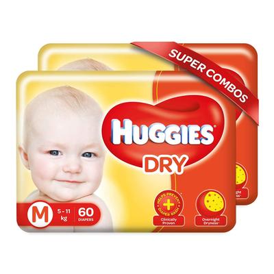 Huggies Dry Diaper Pants (M) (Pack of 2 x 60's) - Diapers & Wipes