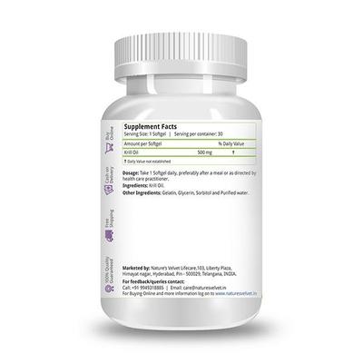 Natures Velvet Krill Oil 500 mg Softgels 60's - Speciality Medicines