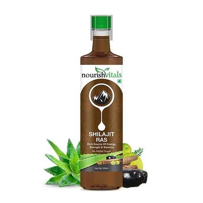 Nourish Vitals Shilajit Ras Juice with Aloe Vera - Rich Source of Energy Strength & Stamina 500 ml - Speciality Medicines