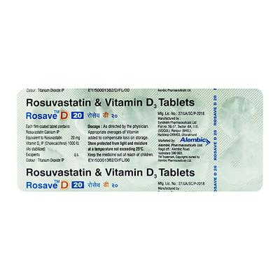 Rosave D 20mg Tablet 10'S - High Cholesterol-Dys
