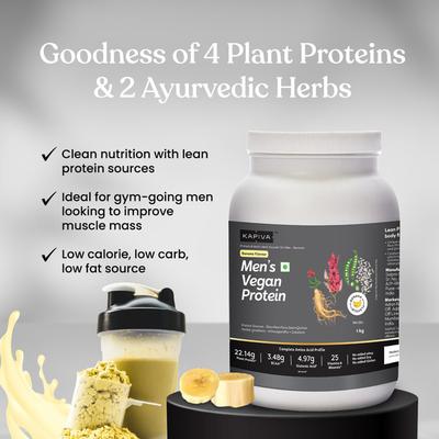 Kapiva Men's Vegan Protein Powder - Banana 1000 gm - Health Products