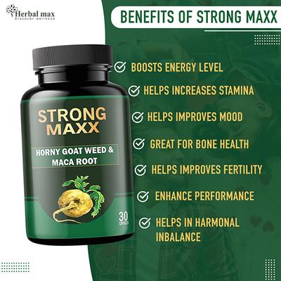 Herbal Max Strong Maxx Horny Goat Weed & Maca Root Capsule 30's - Sexual Care