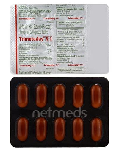 Trimetaday V 1mg Tablet 10'S - Diabetes-Ant