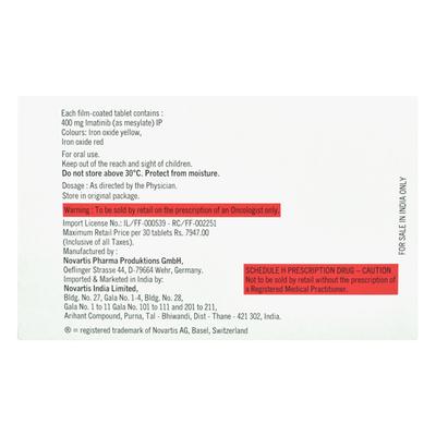 Glivec 400mg Tablet 10'S - Cancer Oncology-Tar