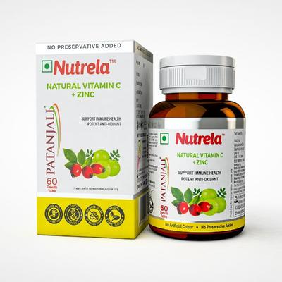 Patanjali Nutrela Natural Vitamin C + Zinc Chewable Tablet 60's - Multi-Vitamins