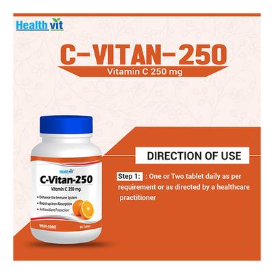 HealthVit C-Vitan-250 Tablets - Orange Flavour 60's - Vitamin C