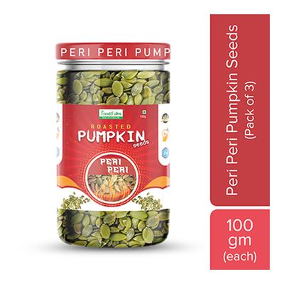 The Food Folks Roasted Pumpkin Seeds - Peri Peri (Pack of 3 x 100 gm) - Nutritional Bars