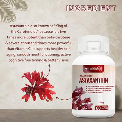 Health Veda Plant Based Astaxanthin 4 mg Veg Capsule 60's - Herbal Dietary Supplement
