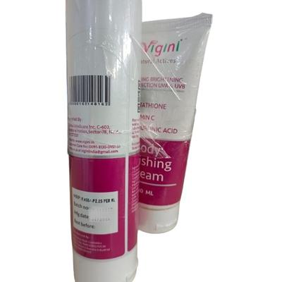 Vigini Lightening Exfoliating Tan Removal Body Polishing Wash 200 ml + Lightening Brightening Sun Protection UVA & UVB Body Polisging Cream 100 ml - Shower Gels & Body Wash