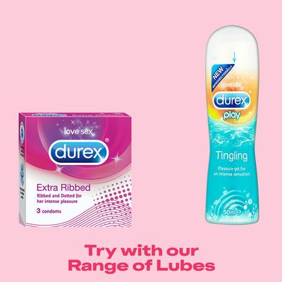 Durex Condoms - Extra Ribbed 3's - Plain/Flavoured Condoms