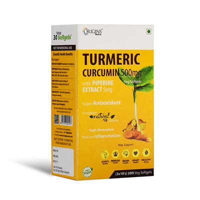 Origins Nutra Turmeric Curcumin 500 mg Veg Softgel Capsule (Pack of 3 x 10's) 1's - Herbal Dietary Supplement