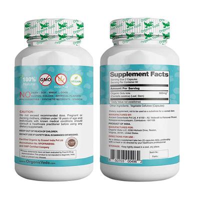 Organic Veda Gotukola Veg Capsule 120's - Pure Herbs