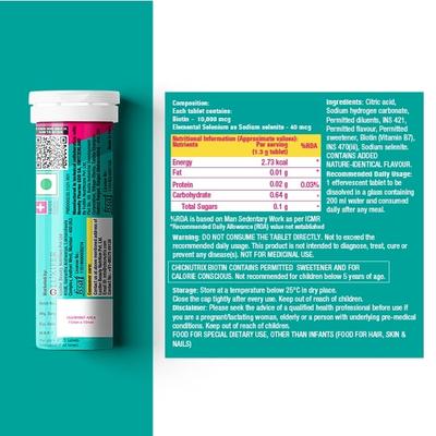 Chicnutrix Biotin With Selenium Effervescent Tablet - Lime & Lemon Flavour (Pack of 2 x 15's) - Hair & Skin