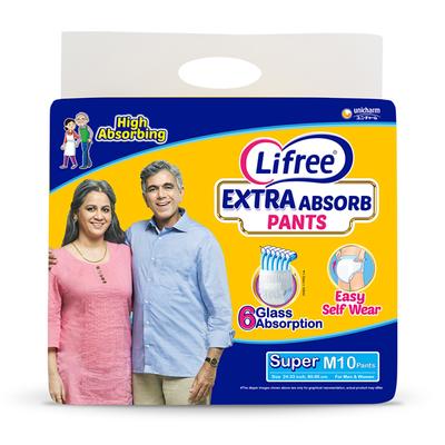 Lifree Extra Absorb Diaper Pants - Super (M) 10's - Adult Diapers & Pads