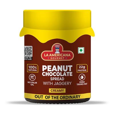 La Americana Gourmet Peanut Chocolate Spread with Jaggery - Creamy 350 gm - Nutritional Bars