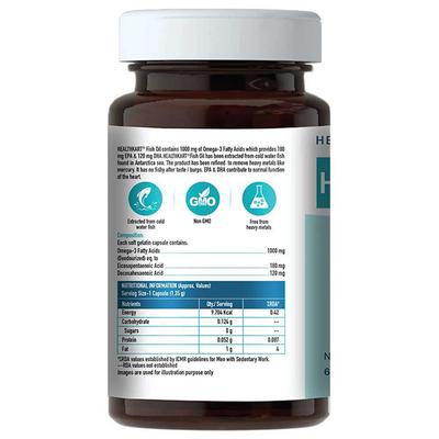 Healthkart HK Vitals Fish Oil 1000 mg Capsules 90's - Omega Fish Oil Fatty Acids