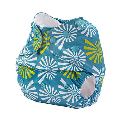 Bumberry Reusable Pocket Diaper with 1 Microfiber Insert - White Flowers on Blue - Diapers & Wipes
