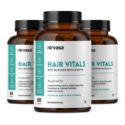 Nirvasa Hair Vitals DHT Blocker with Biotin Tablet (Pack of 3 x 60's) 1's - Hair & Skin