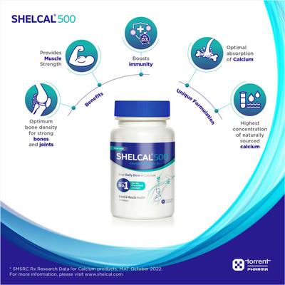 SHELCAL 500 Tablet 40's - Calcium And Minerals