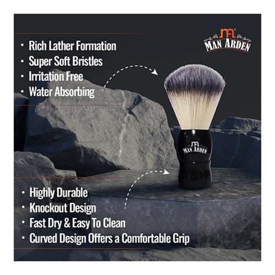Man Arden Elegant Black Shaving Brush + Refreshing Neem Shaving Cream 200 gm - Shaving Brushes