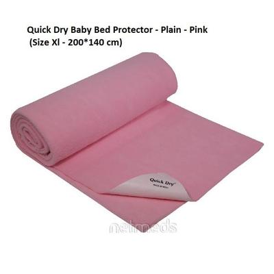 Quick Dry Baby Bed Protector - Plain - Pink (XL) - Baby Bedding
