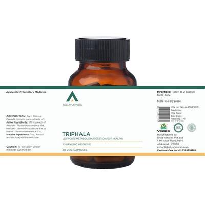 Age Ayurveda Triphala Veg. Capsule (Pack of 4 x 60's) - Pure Herbs