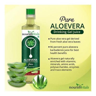 NourishVitals Pure Aloe Vera Drinking Gel Juice 500 ml - Ayurvedic Juices