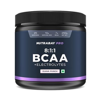 Nutrabay Pro 8.1.1 BCAA + Electrolytes - Guava Punch 250 gm - Bcaa Supplements
